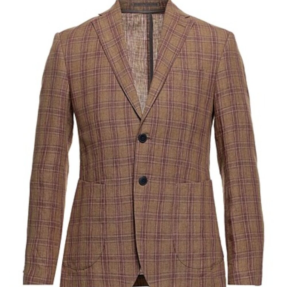 Domenico Tagliente Plaid Linen Blazer – Lightweight Italian Style – 38R / Medium
